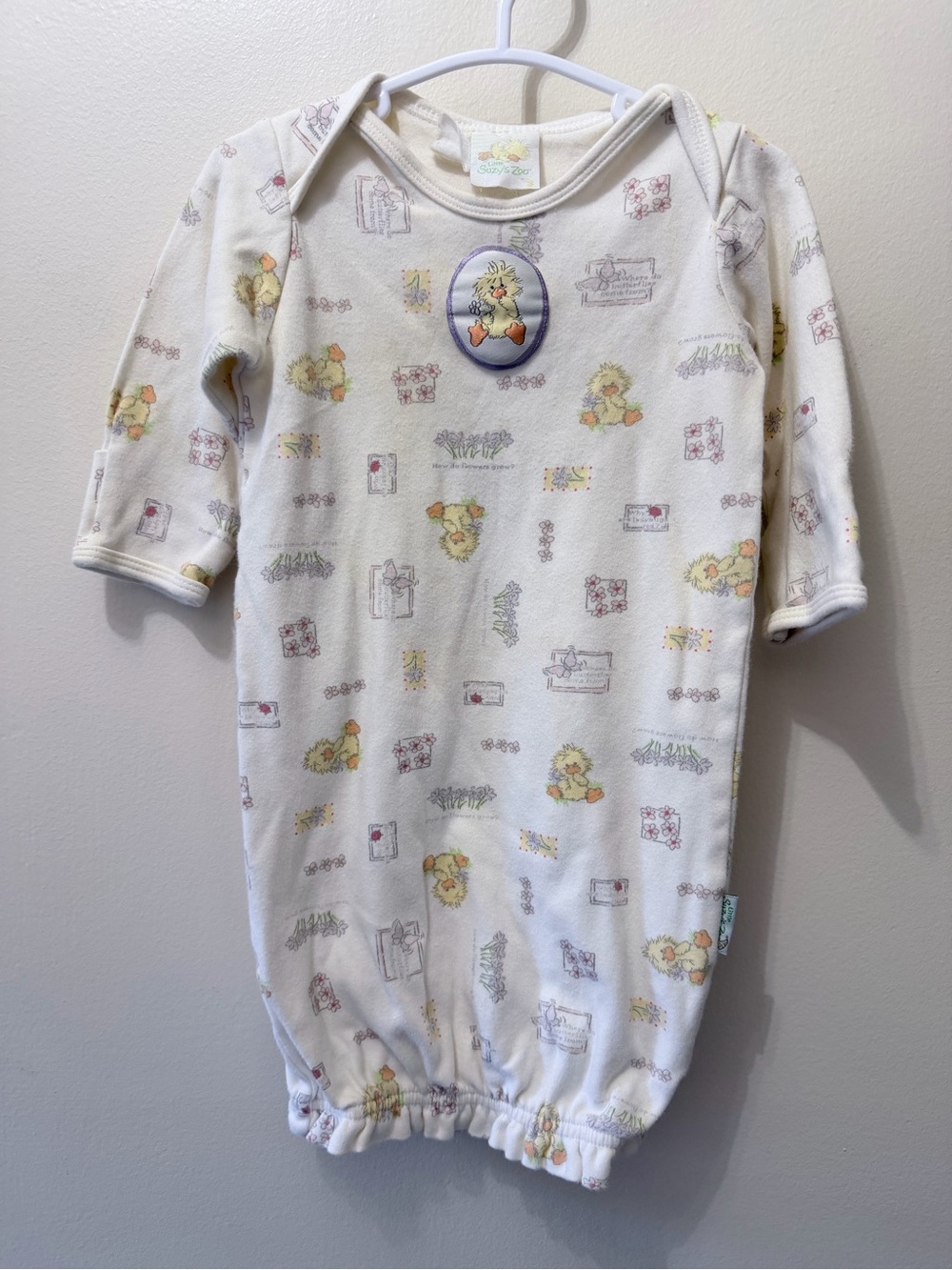 Vintage Little Suzy’s Zoo Witzy Duck Floral Baby Newborn Infant Gown Outfit AOP